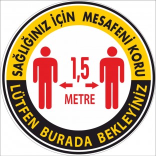 PandemiLevhaları YER FOLYOLARI Laminasyonlu "sıra mesafe" yer folyosu 