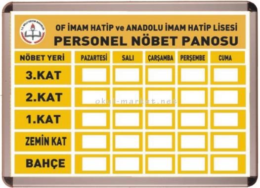 Okul Personel Panosu Öğretmen Nöbet Panosu NÖBET PANOSU (25 RESİMLİKLİ) 