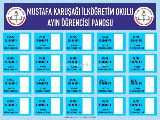 Başarı ve Motivasyon Panoları Ayın Öğrencisi Panosu Ayın Öğrencisi panosu