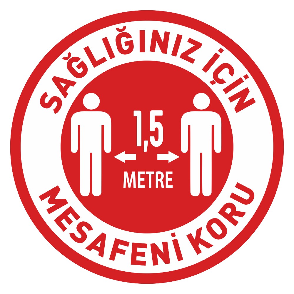 Laminasyonlu "Mesafe" Yer Folyosu  - PandemiLevhaları YER FOLYOLARI