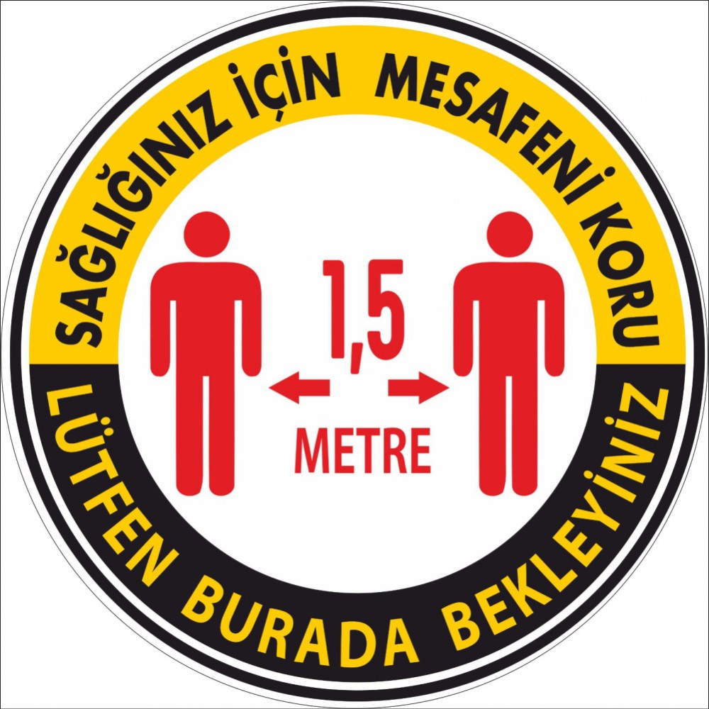 Laminasyonlu "sıra mesafe" yer folyosu  - PandemiLevhaları YER FOLYOLARI