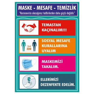 Maske Mesafe Temizlik  - PandemiLevhaları LEVHALAR  $i